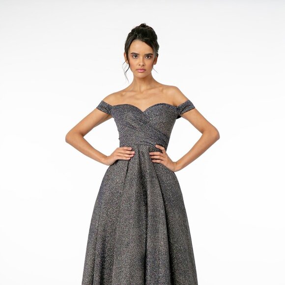 NEW SLEEVELESS DRESS WITH CUT-AWAY SHOULDER AND EMBROIDERED WITH GLITTER GL1827